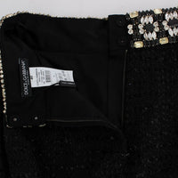 Black Crystal Sequined Mini Shorts