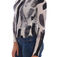 Cardigan Lightweight Silk Paint Stroke Sweater
