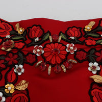 Red Silk Crystal Roses Shorts