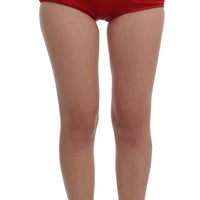 Red Silk Crystal Roses Shorts