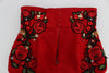 Red Silk Crystal Roses Shorts