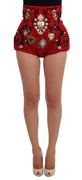 Red Silk Crystal Roses Shorts