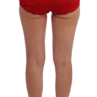 Red Silk Crystal Roses Shorts