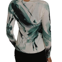 White Silk Cardigan Lightweight Paint Stroke Sweater