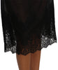 Black Silk Lace Floral Skirt