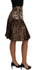 Brown  A-Line Leopard Print Skirt