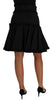 A-Line Black Fringes Pleated Skirt