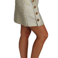 Gold Brocade Crystal Jaquard Mini Skirt