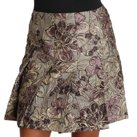 A-Line Mini Floral Print Jaquard Skirt