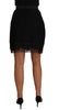 Black Floral Taormina Lace Wool Skirt