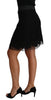 Black Floral Taormina Lace Wool Skirt