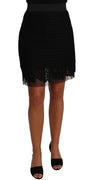 Black Floral Taormina Lace Wool Skirt