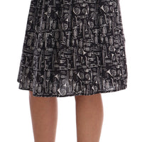 Black Jazz Cotton Stretch High Waist Skirt