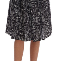 Black Jazz Cotton Stretch High Waist Skirt