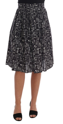 Black Jazz Cotton Stretch High Waist Skirt