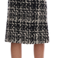 Black White Wool Sequined Roses  Skirt
