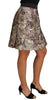 A-Line Mini Floral Print Jaquard Skirt