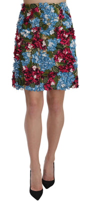 Hydrangea Applique Floral Embroidered Mini Skirt