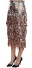 Sequin Embellished Fringe Midi Pencil Skirt