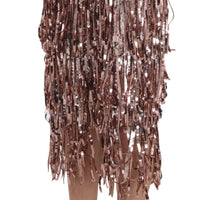 Sequin Embellished Fringe Midi Pencil Skirt