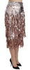 Sequin Embellished Fringe Midi Pencil Skirt