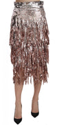 Sequin Embellished Fringe Midi Pencil Skirt