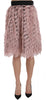Pink Gold Fringe Metallic Pencil A-line Skirt