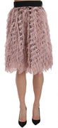 Pink Gold Fringe Metallic Pencil A-line Skirt