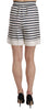 Black & White Stripe Garterized Silk Shorts