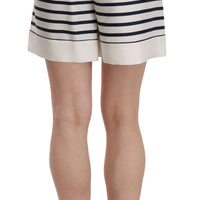 Black & White Stripe Garterized Silk Shorts