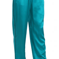 Aqua Blue Silk Stretch Trousers Pyjama Pants