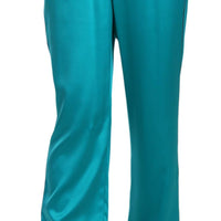 Aqua Blue Silk Stretch Trousers Pyjama Pants