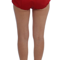 Red Silk Crystal Roses Shorts