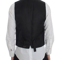 Black Striped Wool Silk Vest