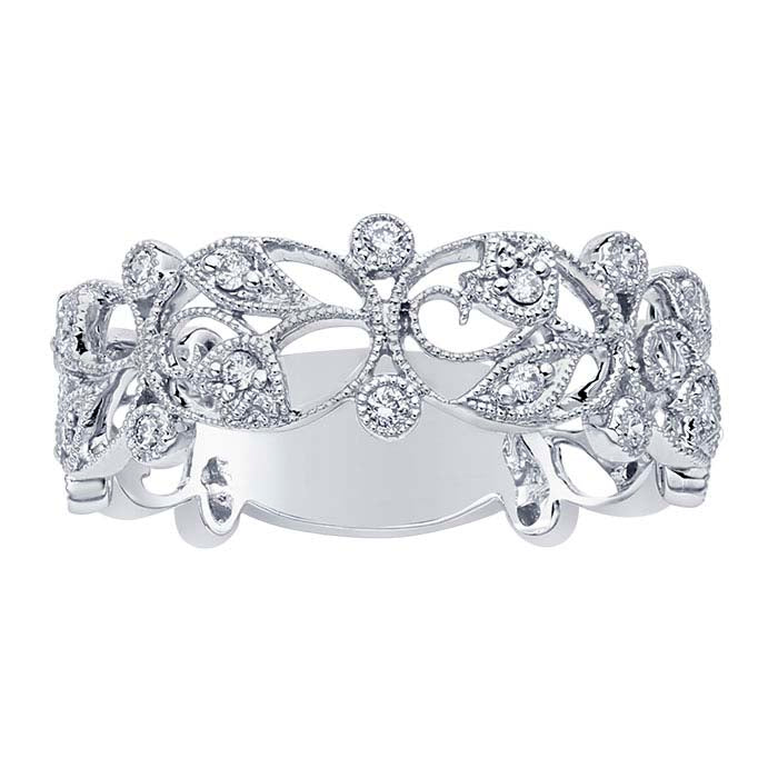 Diamond Filigree Wedding Band or Anniversary Ring