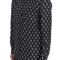 Black Floral Print Silk Pajama Shirt