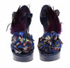 Blue Caiman Crocodile Leather Crystal Shoes