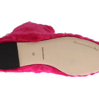 Pink Lamb Fur Leather Flat Boots