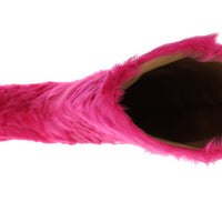 Pink Lamb Fur Leather Flat Boots