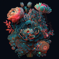 Baroque Neon Flowers Poster called "Blush"