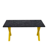 70.87" Modern Square Dining Table Gold X-Shape Table Leg
