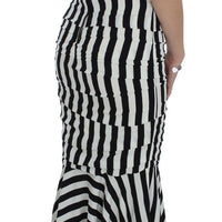 Black White Silk Stretch Dress