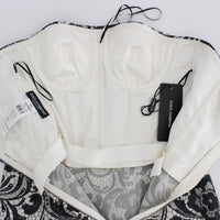 White Floral Lace Silk Corset Maxi Dress