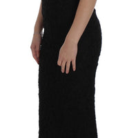 Black Floral Lace Long Bodycon Maxi Dress