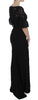 Black Floral Lace Long Bodycon Maxi Dress