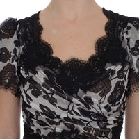 Black Silk Floral Lace Ricamo Ball Maxi Dress