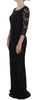 Black Floral Lace Long Ball Maxi Dress