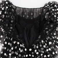 Black White Polka Dotted Ruffled Dress