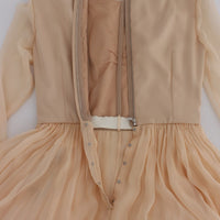 Beige Silk Ball Gown Full Length Dress