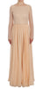 Beige Silk Ball Gown Full Length Dress
